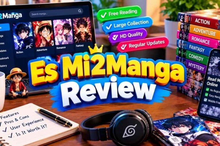 Mi2Manga at a Glance infographic comparing manga formats, safety score, and MANGA Plus.